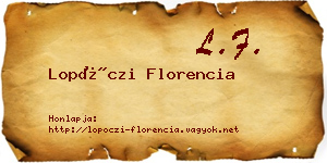 Lopóczi Florencia névjegykártya